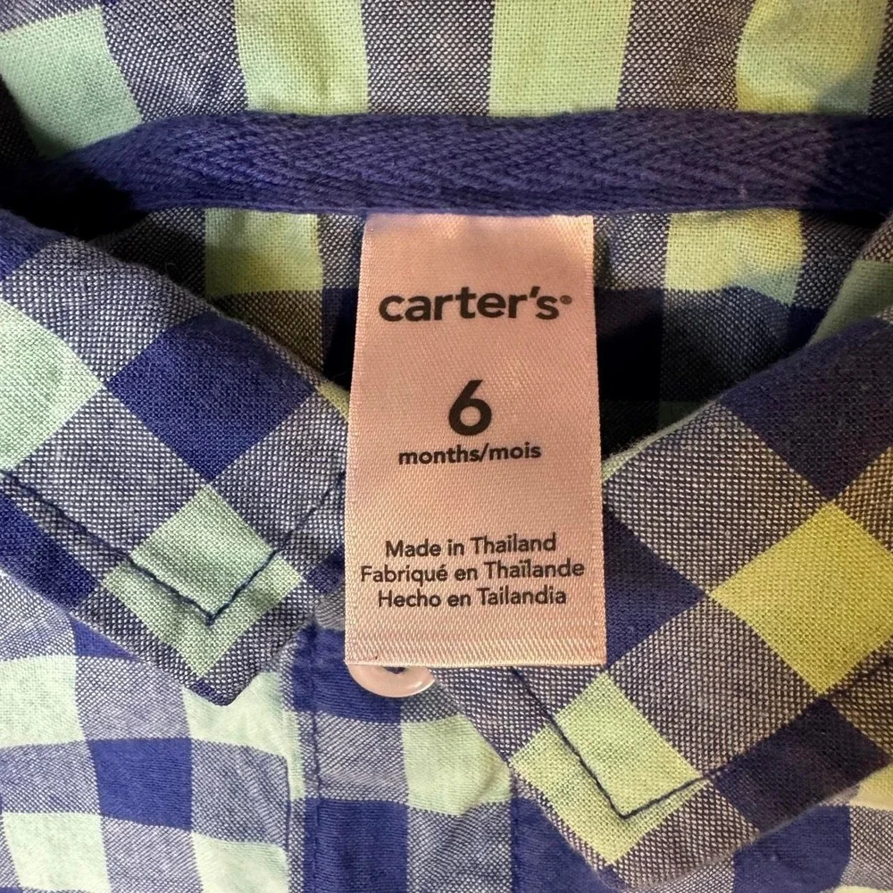 Carter's Plaid Button‑Up Romper - 3-6 Months